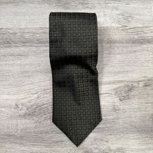 Harvé Benard Men's Necktie‎ Black Olive Green Geometric Woven Career Formal